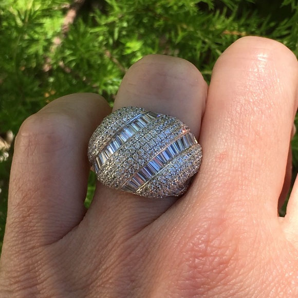 14k white gold lab diamond statement ring band - Picture 3 of 8